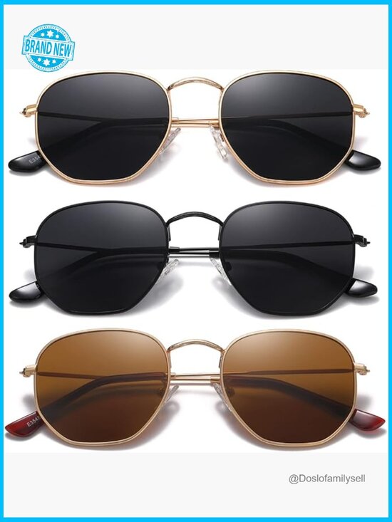 Polarized Hexagon Sunglasses Metal Frame Retro Classic UV400 Protection Unisex main image 7